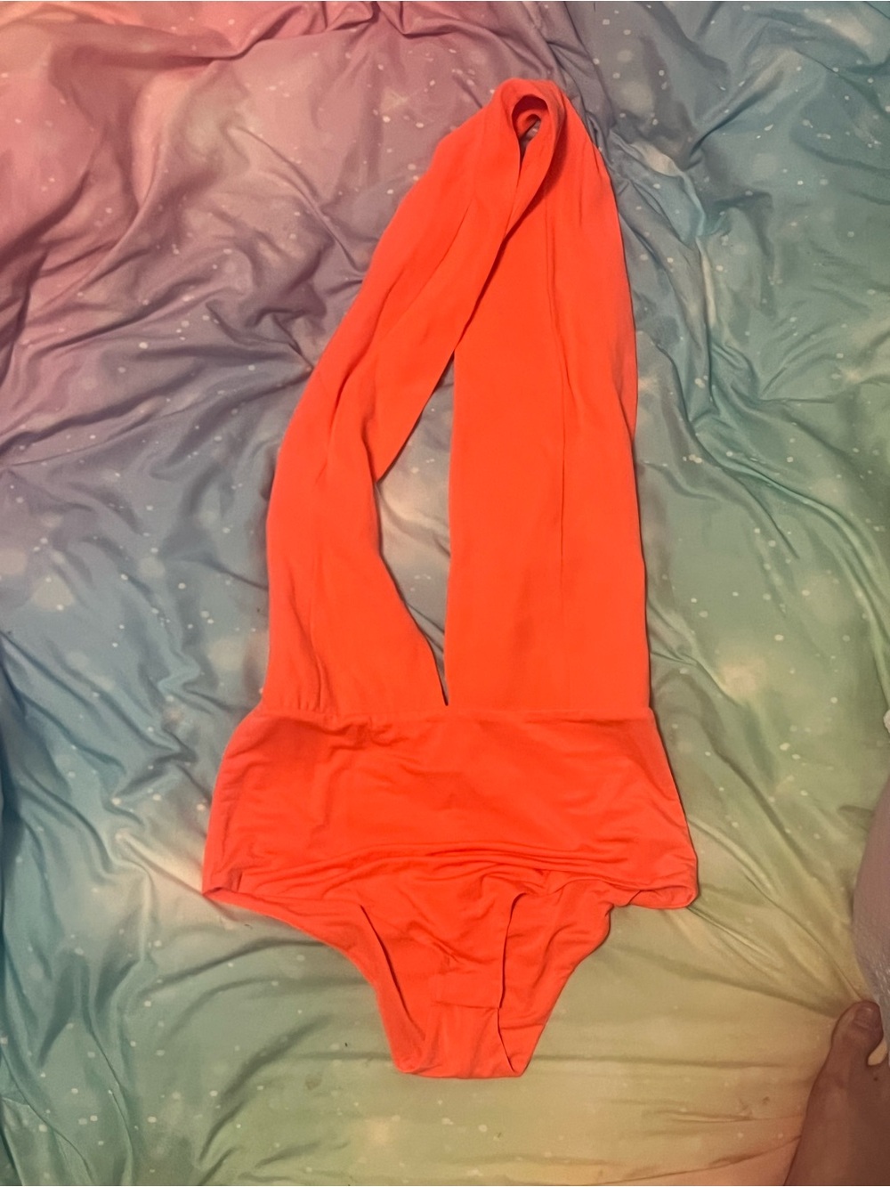 Women’s bright Coral Halter Bodysuit